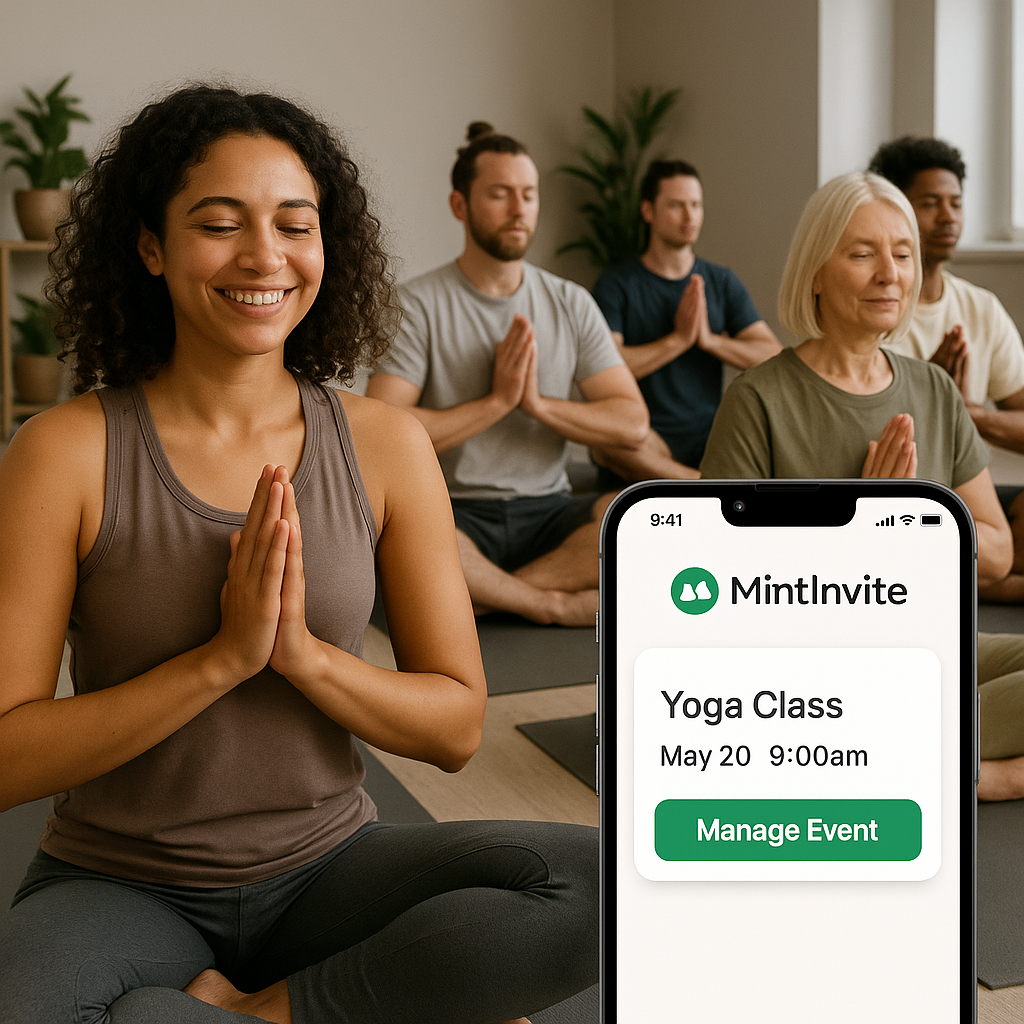 Yoga studio event management with MintInvite