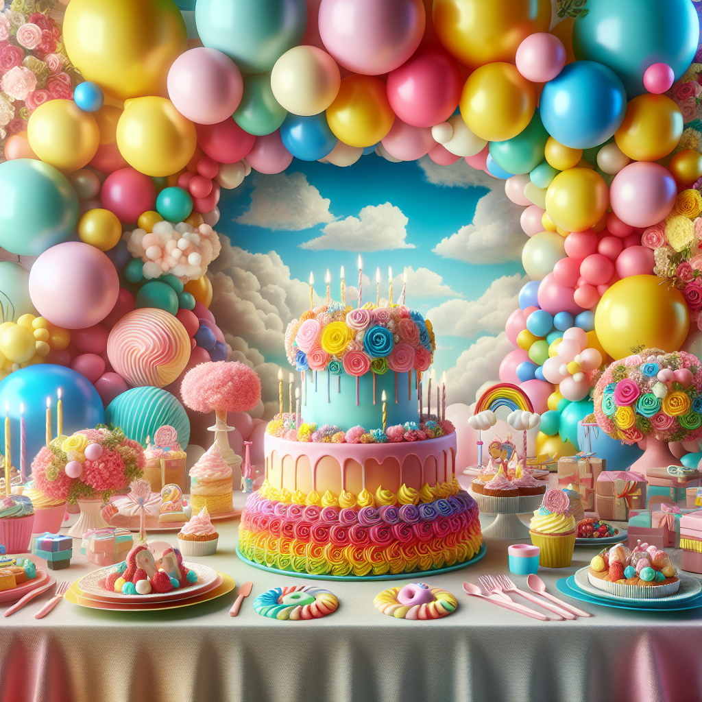 Kids birthday party planning with decorations and cake