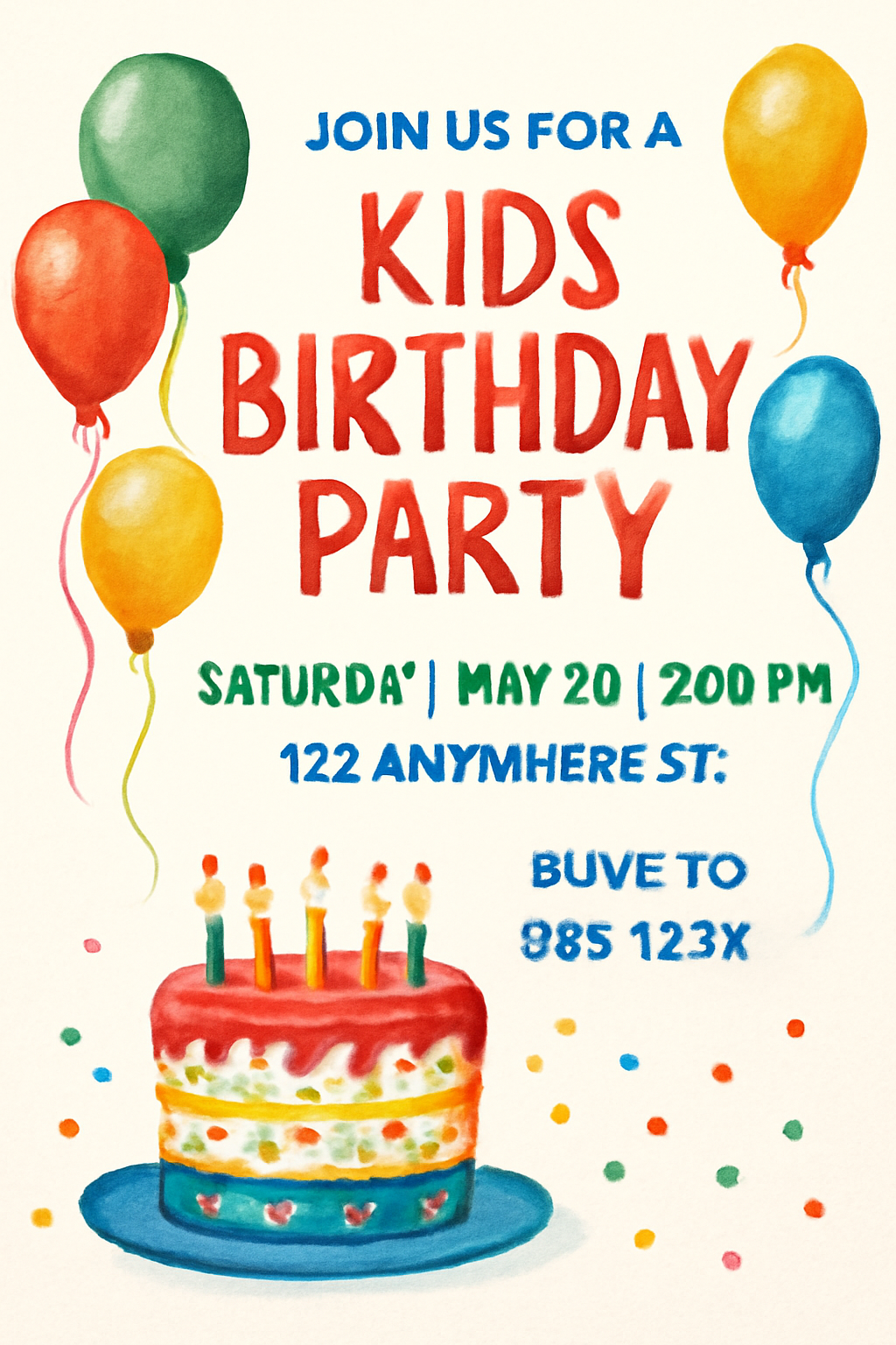 Kids birthday invitation wording example