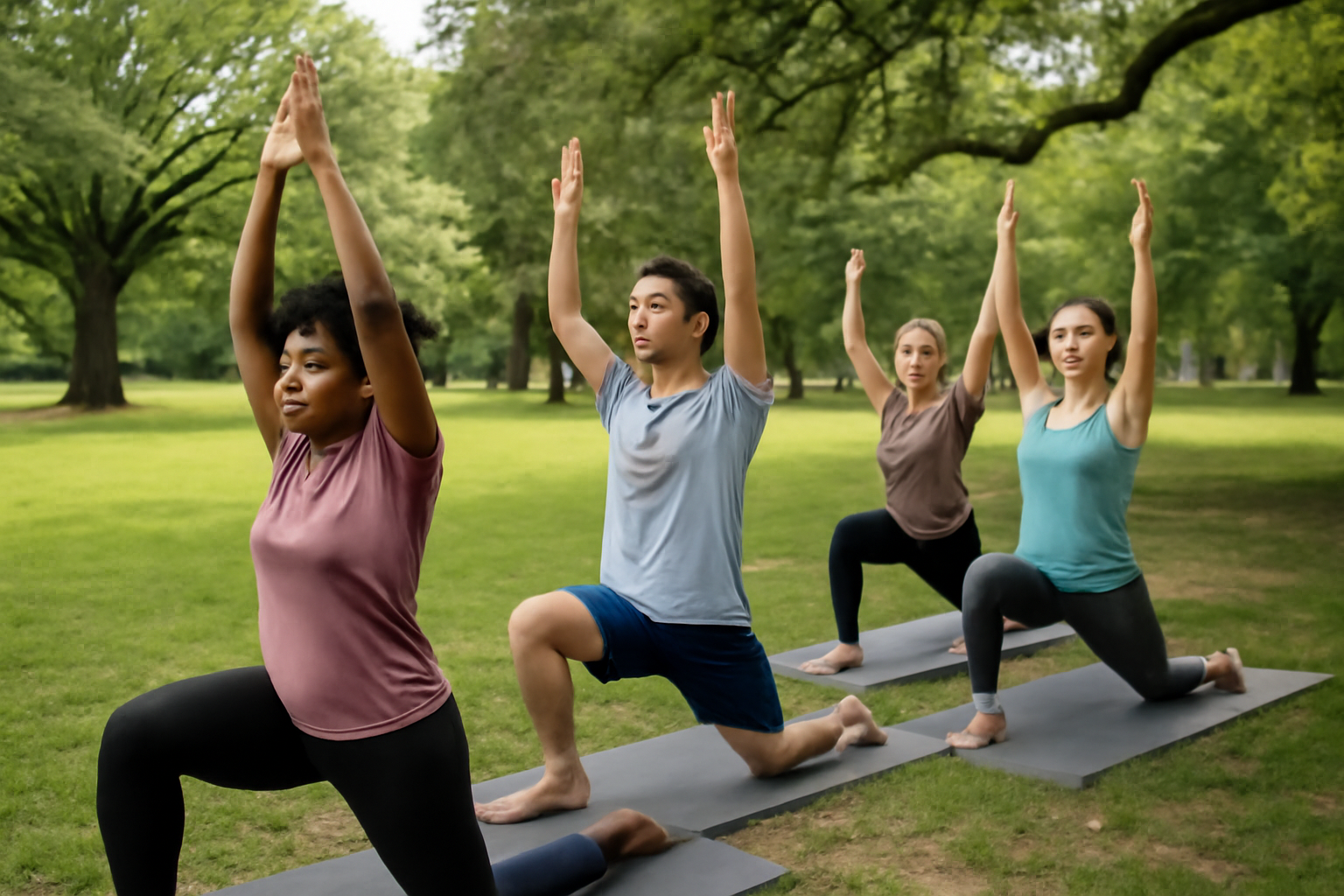 Outdoor yoga event attracting new members